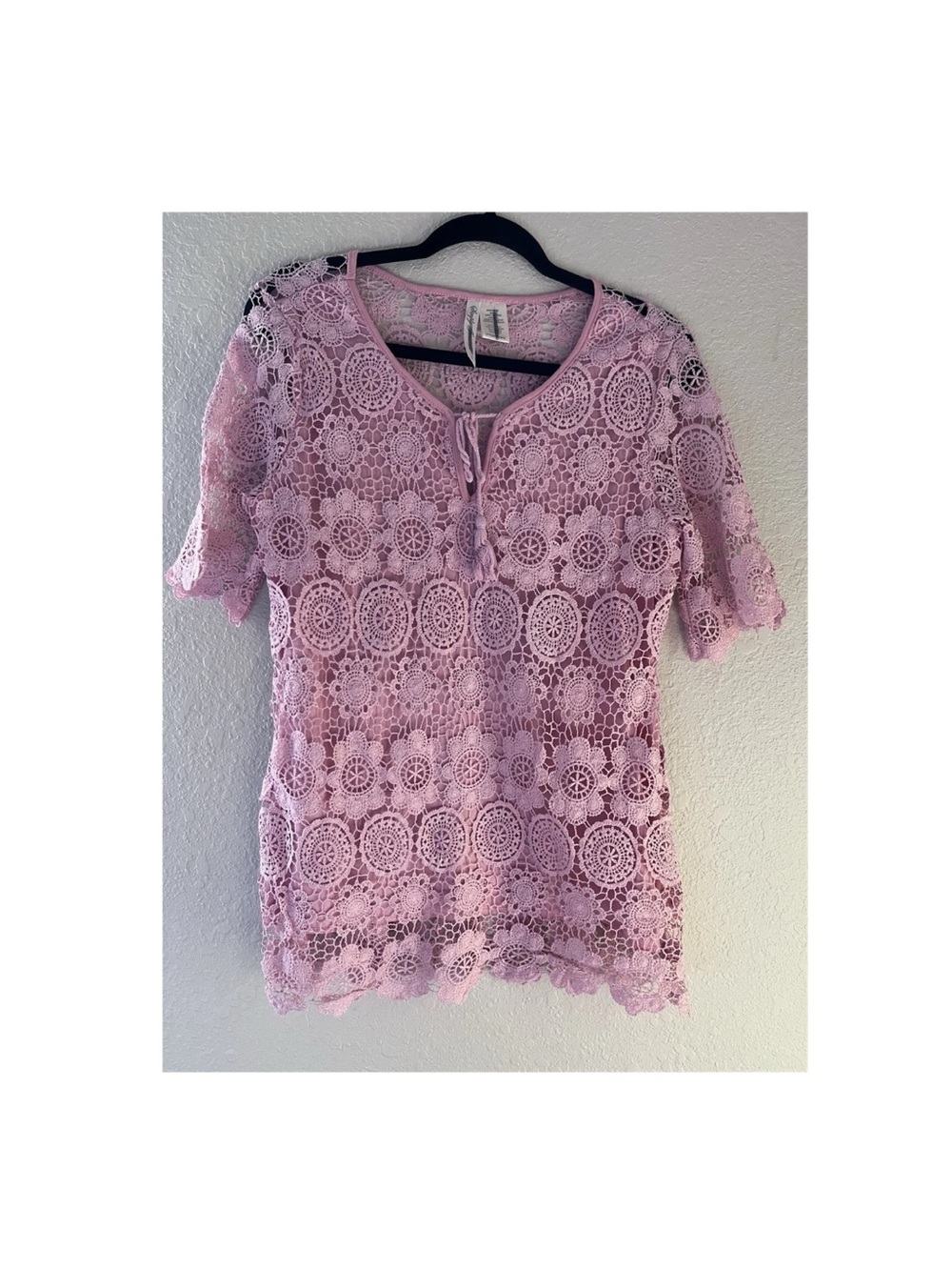 Simply Irresistible Pink Lace Blouse Short Sleeve Size S SLC611